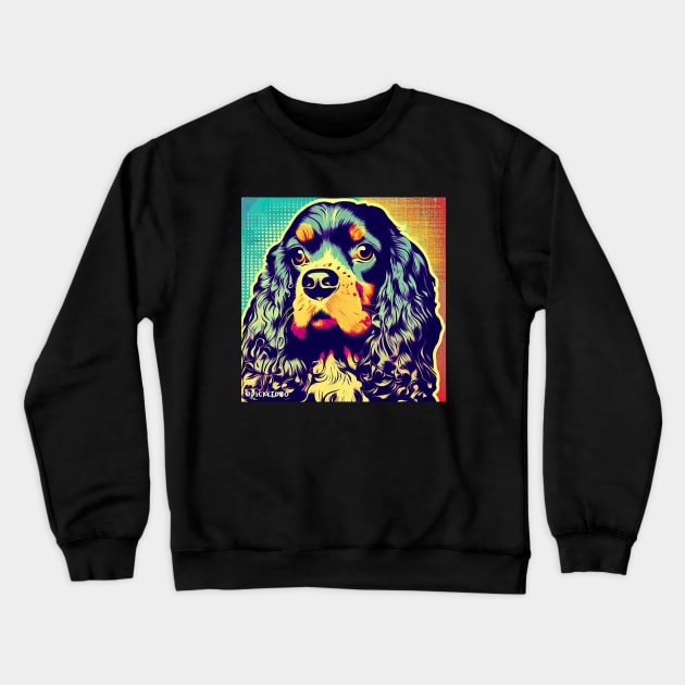 American Spaniel Pop Art Crewneck Sweatshirt by Sketchy